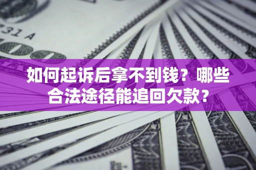 武汉如何起诉后拿不到钱？哪些合法途径能追回欠款？